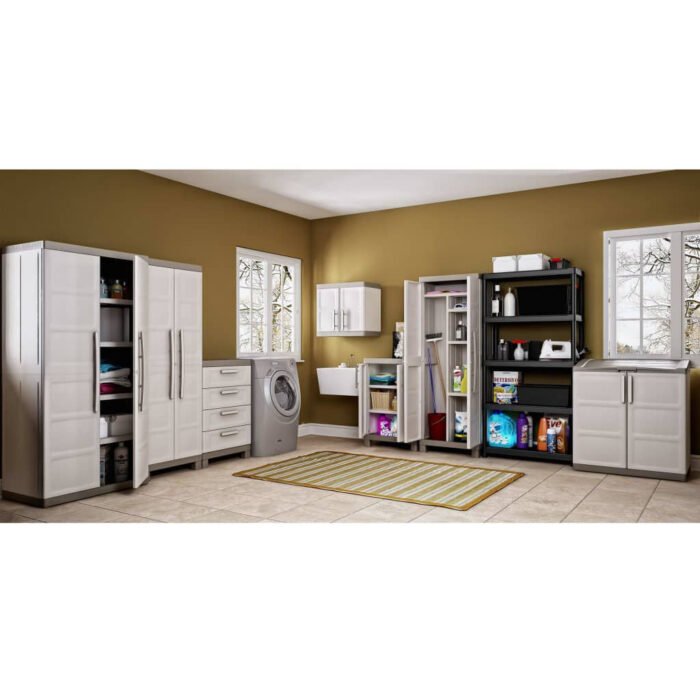 Multipurpose Storage Cabinet Excellence Beige and Taupe 182 Cm