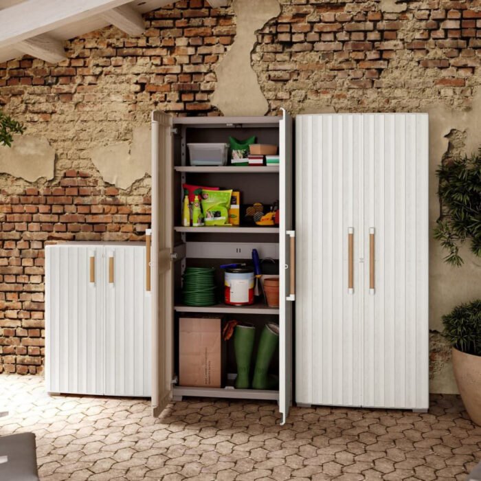 Storage Cabinet with Shelves Groove Beige and Sand