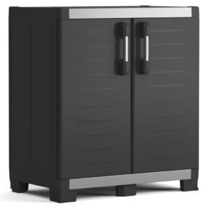Low Storage Cabinet Garage XL Black and Sliver 99 Cm