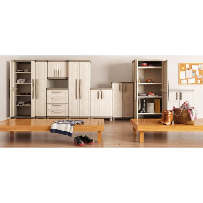 Multipurpose Storage Cabinet Excellence Beige and Taupe 182 Cm