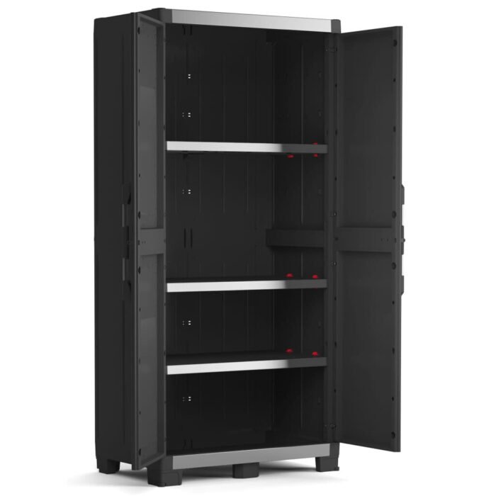 Storage Cabinet with Shelves Garage XL Black and Sliver 188 Cm